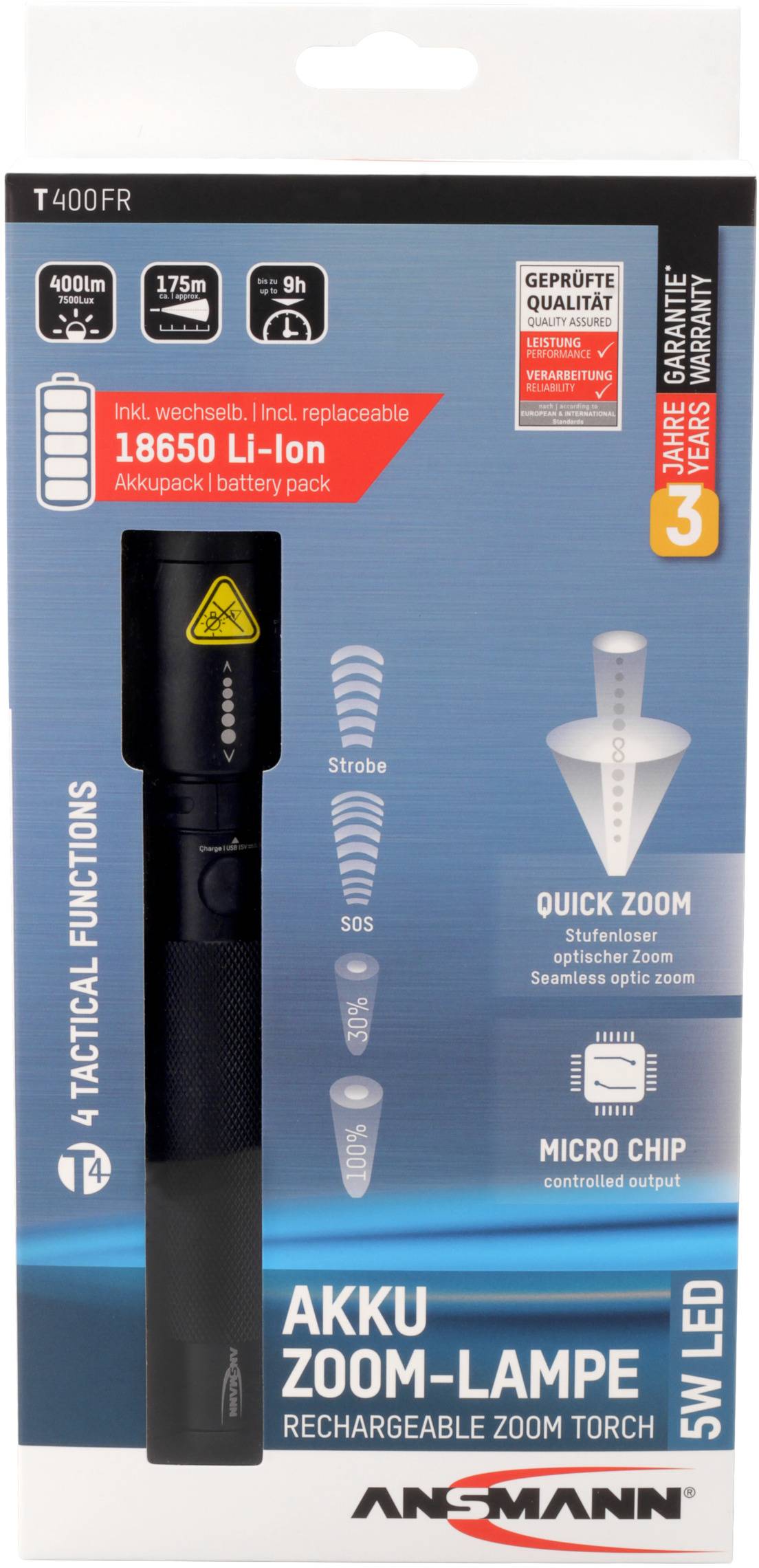 Lampe de poche Ansmann Future T400FR LED avec dragonne à batterie 400 lm 143 g-13