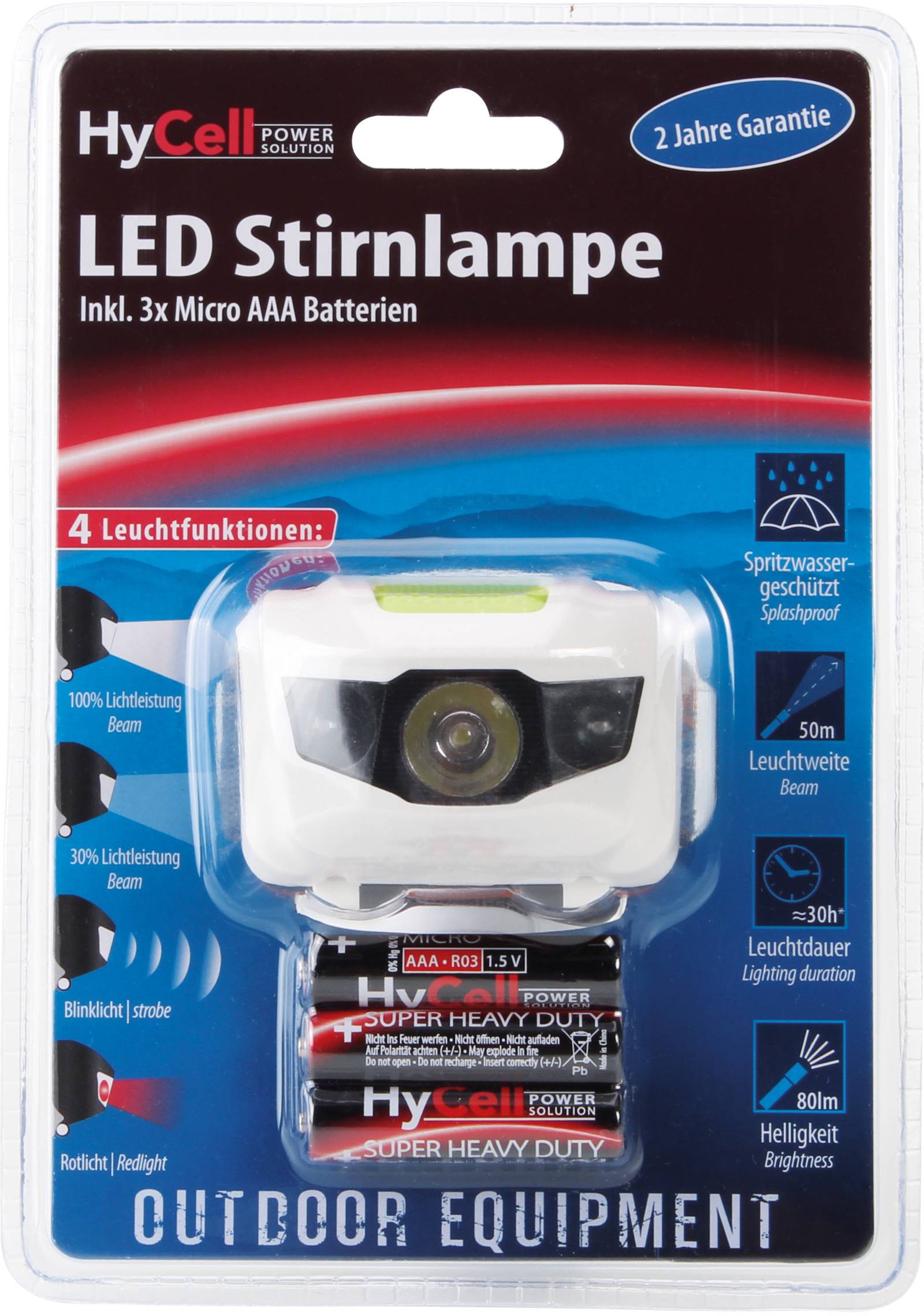 Lampe frontale LED HyCell HC Headlight à pile(s) 80 lm 1600-0077-1