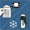 Une main retire des piles ANSMANN de leur emballage et les dirige vers un appareil. À côté, une pile avec un châle dans la neige.