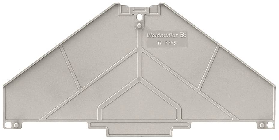 Une plaque de couverture beige pour connexions électriques, rectangulaire avec des côtés biseautés. Estampillée 'Weidmüller TM RYB'.