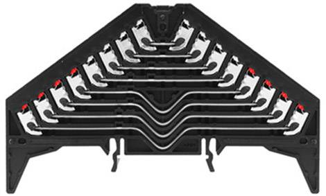 Un système modulaire de bornes électriques à plusieurs niveaux et connexions, permettant un câblage économe en espace.