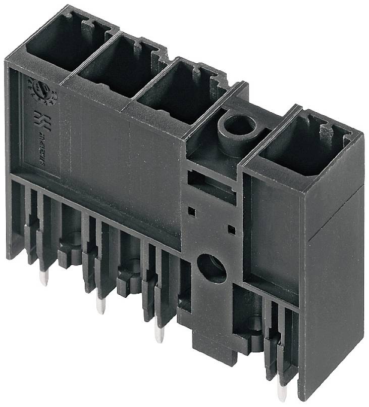 Connecteur électronique noir à plusieurs ports, probablement destiné à des applications industrielles. Sa caractéristique principale est sa forme rectangulaire.
