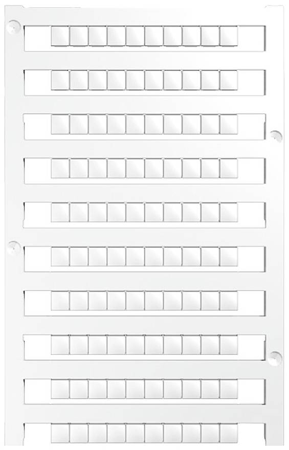 Plaque de plastique blanc avec plusieurs rangées horizontales d'ouvertures rectangulaires.