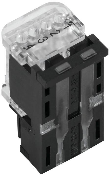 Bloc d'interrupteurs électrique en plastique noir avec partie supérieure transparente.