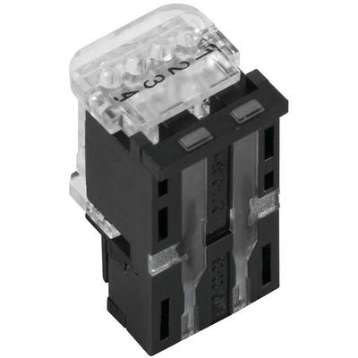 Bloc d'interrupteurs électrique en plastique noir avec partie supérieure transparente.