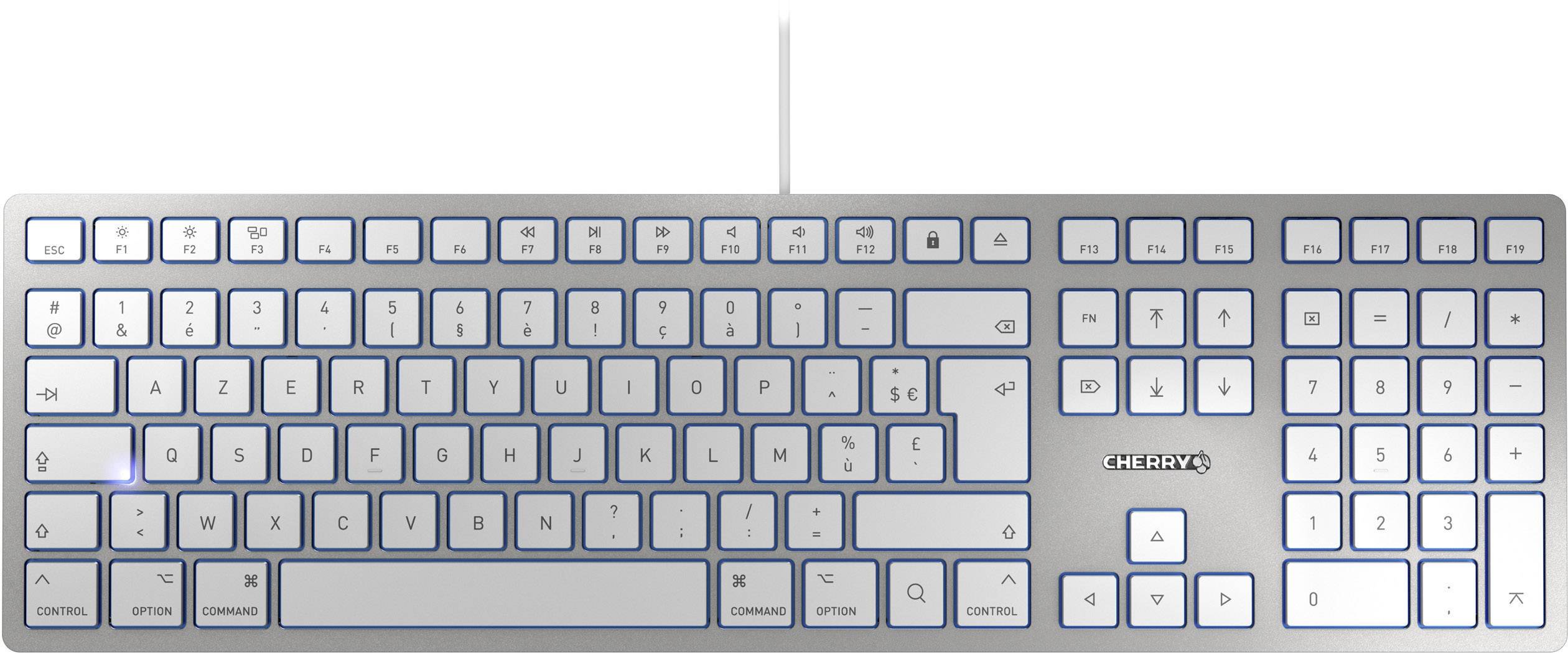 Cherry Kc 6000 Slim Fur Mac Usb Clavier Francais Azerty Argent Blanc Conrad Fr