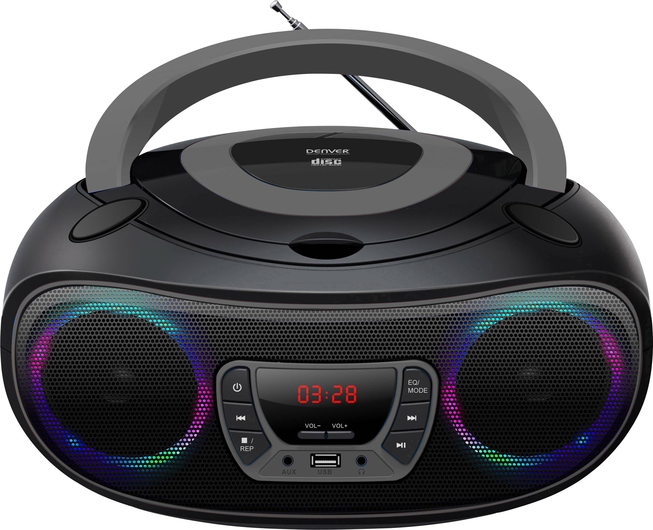 Denver TCL-212BT Radio-lecteur CD FM AUX, CD, USB, Bluetooth lumière d'ambiance gris