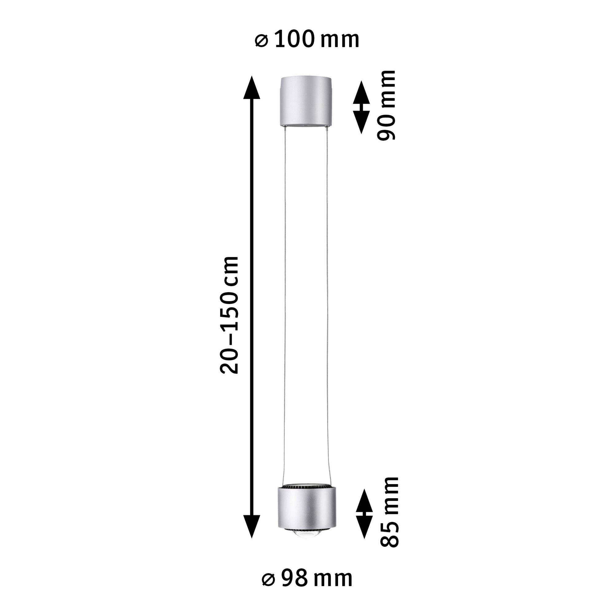 Lampe LED Glamox Linea-R, embouts ronds de 90 mm, section centrale ronde de 98 mm, longueur totale de 20 à 150 cm, conçue pour un éclairage polyvalent.