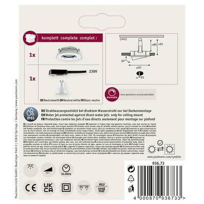 'Pax Plafonnier Set : Comprend 1x Luminaire, 1x Support de montage. Protection IP65 contre les jets d'eau directs. Convient uniquement pour une installation au plafond.'