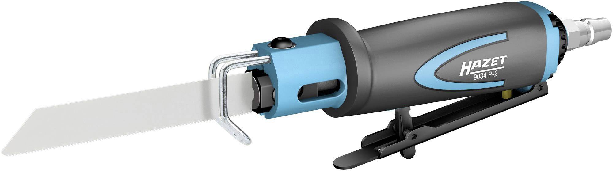 Une scie de carrosserie pneumatique au design ergonomique, de couleur bleu et noir, de la marque Hazet pour des travaux de coupe précis.