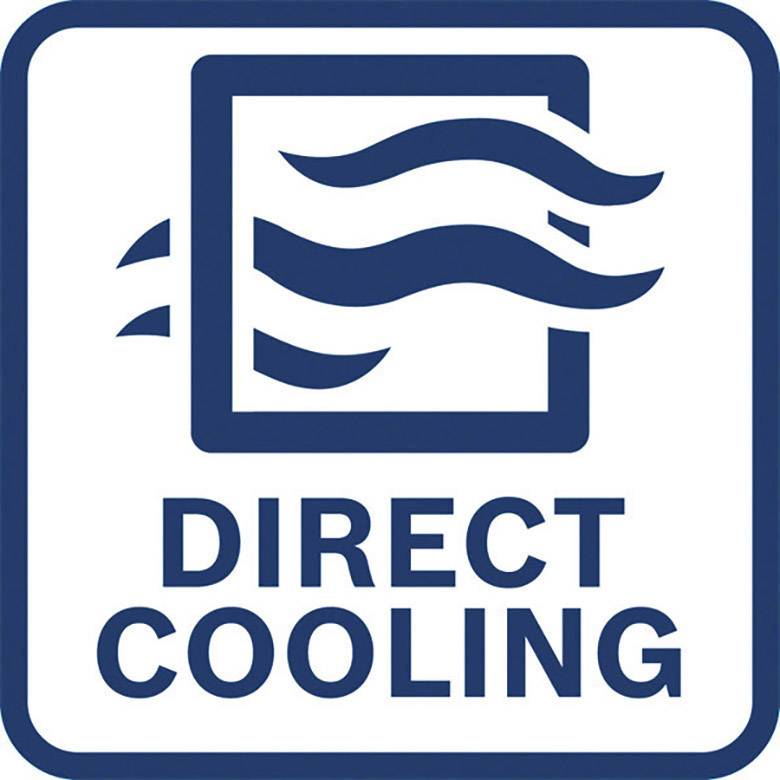 Symbole d'un rectangle contenant trois lignes ondulées, avec le texte 'Direct Cooling' en dessous.