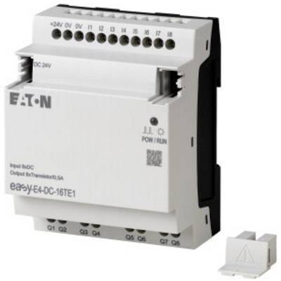Relais industriel Eaton, modèle easyE4 DC, à douze bornes, utilisé pour le contrôle et l'automatisation dans les systèmes électriques.