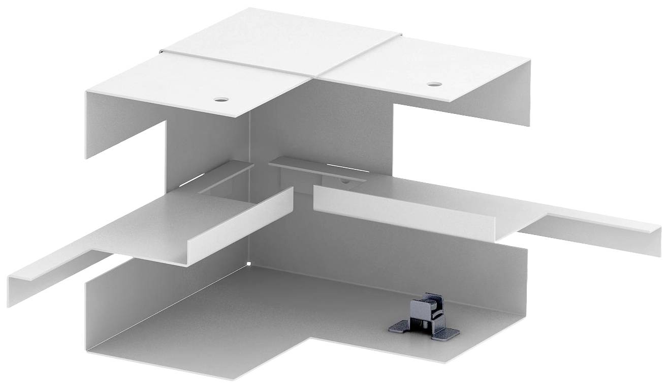 Représentation schématique d'un système modulaire enfichable en métal avec plusieurs éléments s'emboîtant les uns dans les autres.