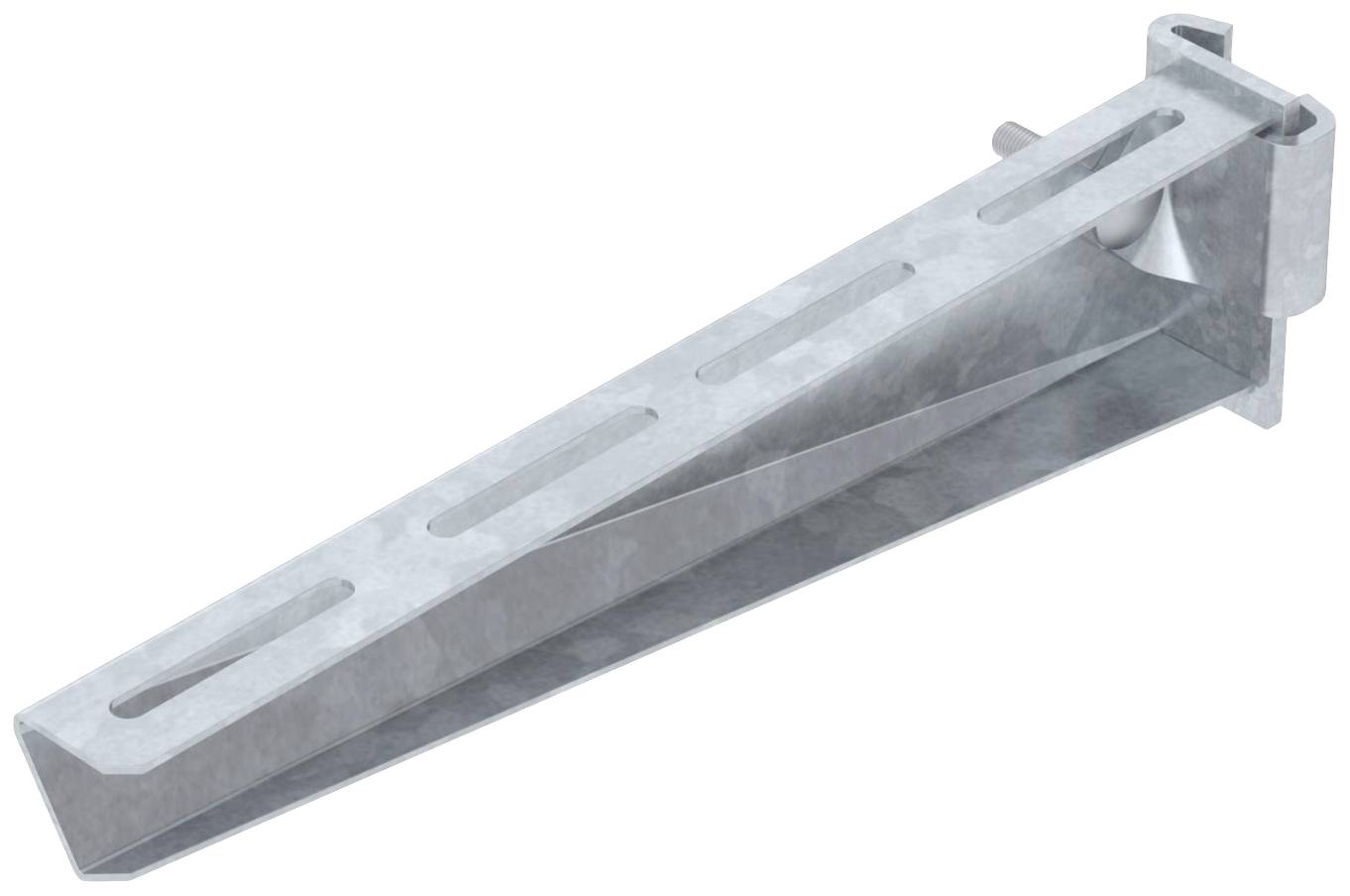 Profilés d'angle métalliques en acier gris avec des fentes allongées. Convenant pour une utilisation dans le support structural et l'installation.