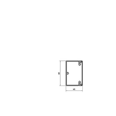 Dessin technique d'un profilé rectangulaire. Les dimensions sont de 40 en largeur et 8 en hauteur, représentées en millimètres.