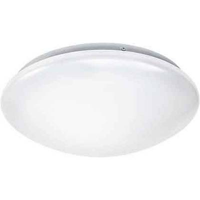 Un luminaire de plafond rond et blanc au design lisse et plat, adapté pour un éclairage uniforme de la pièce.