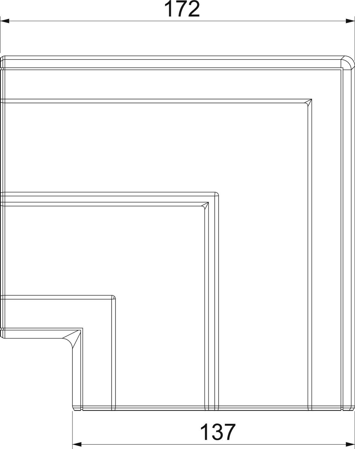 Dessin technique d'un profilé rectangulaire aux dimensions 172 et 137.