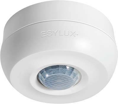 Un détecteur de mouvement rond blanc de la marque ESYLUX pour montage au plafond.