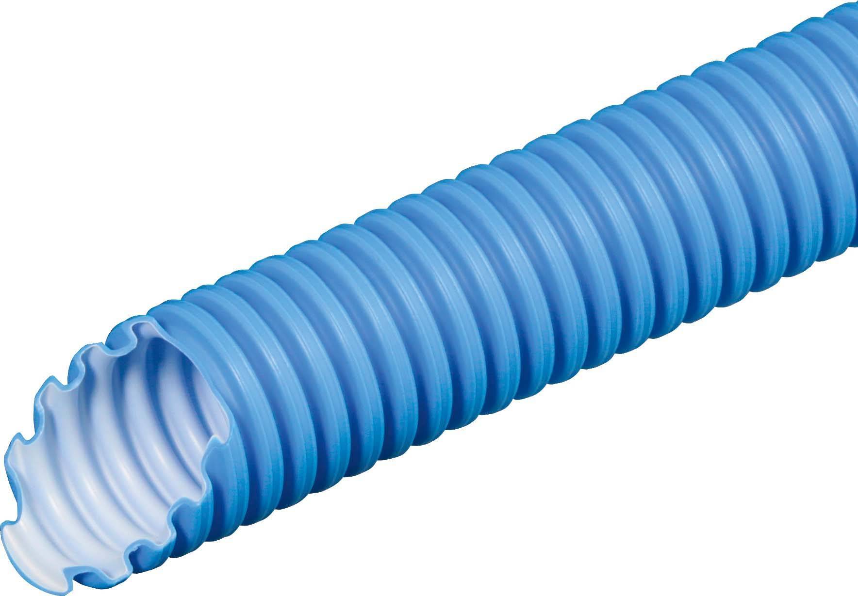 Gaine ondulée bleue flexible en plastique, adaptée à la protection et au guidage des câbles.
