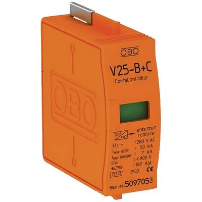 Parafoudre Orange 'V25-B+C' de OBO avec spécifications techniques sur la face avant.