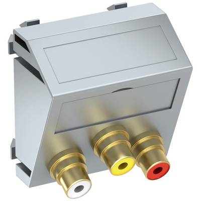Module de connexion RCA triple avec prises blanches, jaunes et rouges, adapté aux connexions audio et vidéo.