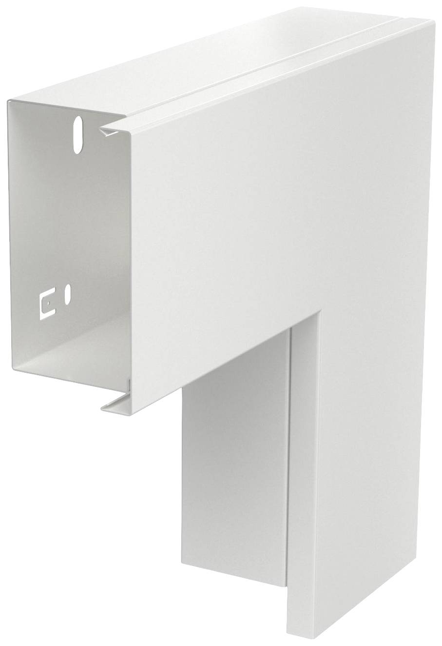 Profilé métallique en forme de L avec deux ouvertures et une surface de fixation. Adapté pour les constructions ou les montages de cadres.