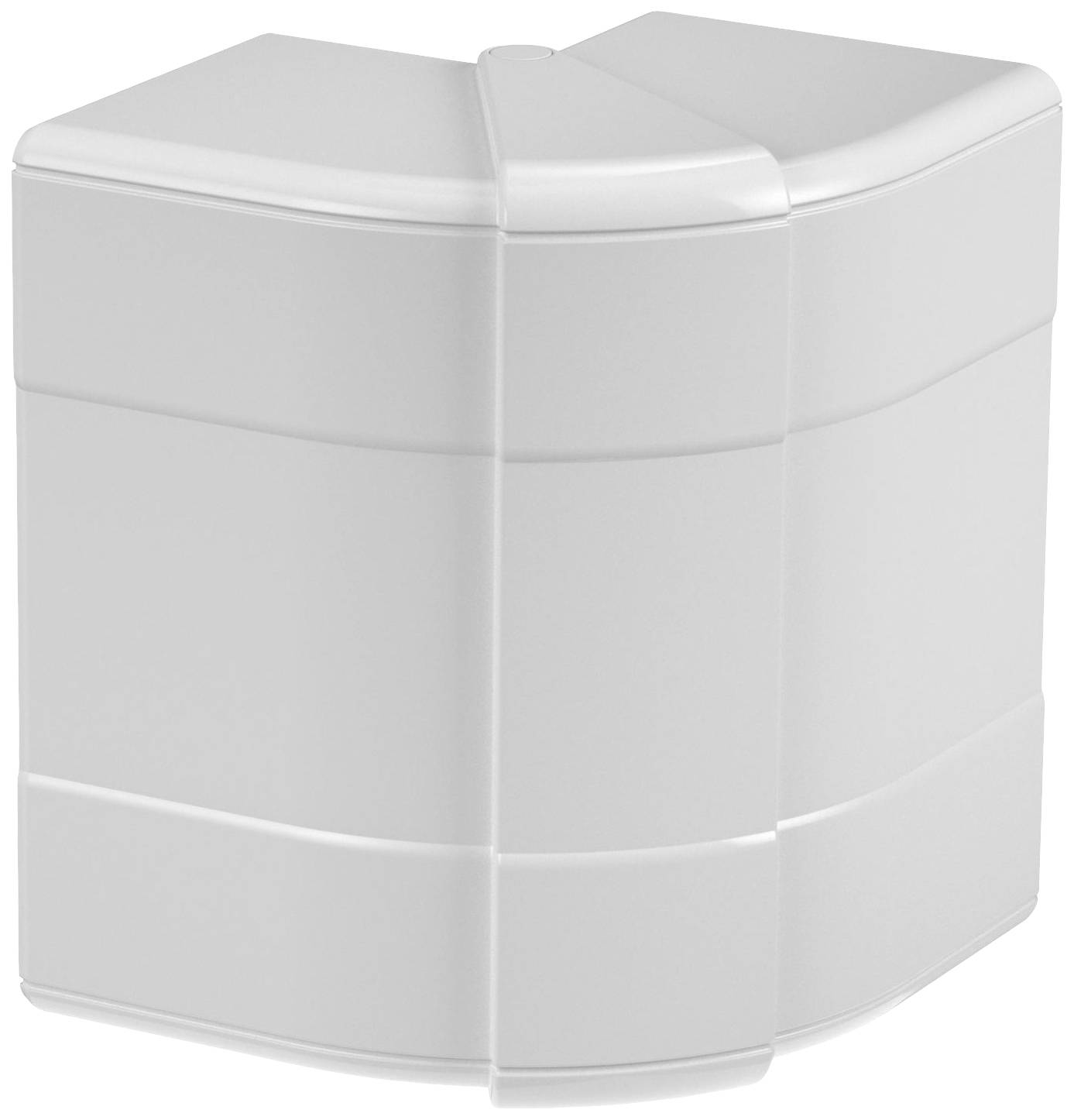Un récipient en plastique blanc, triangulaire, avec trois segments qui semblent rabattables. Adapté au rangement ou à l'organisation.