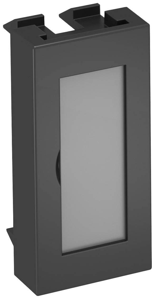 Objet rectangulaire noir avec une surface mate rectangulaire au centre. Pourrait être un interrupteur ou un cadre.