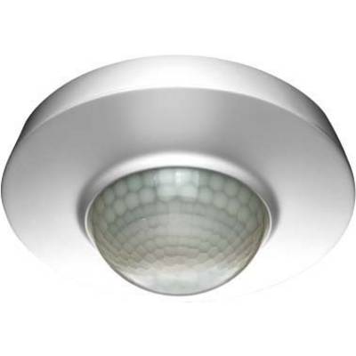 Un détecteur de mouvement de plafond avec un capteur en forme de dôme, installé pour détecter les mouvements et commander automatiquement des appareils ou l'éclairage.