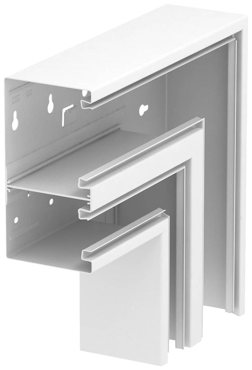 Revêtement métallique blanc en forme de L, emboîté dans différentes tailles. Convient pour les raccordements d'angle et les couvertures.