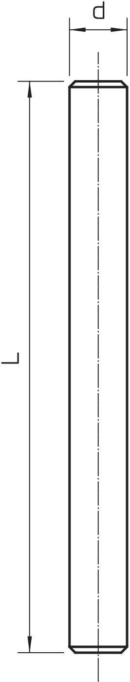 Dessin technique d'une tige cylindrique avec des dimensions marquées : longueur 'L' et diamètre 'd'.
