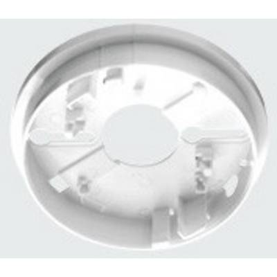 Socle blanc et rond en plastique avec différentes encoches et un trou central, adapté au montage d'appareils.