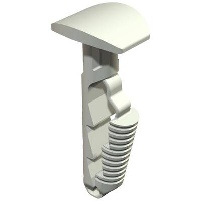 Un cheville en plastique blanc à design strié pour une meilleure fixation dans le mur.