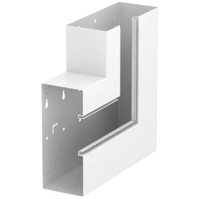 Boîtier de protection en métal avec canal vertical et horizontal, forme rectangulaire, couleur blanche.