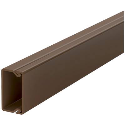 Tube rectangulaire en plastique marron, lisse, avec une ouverture sur un côté.