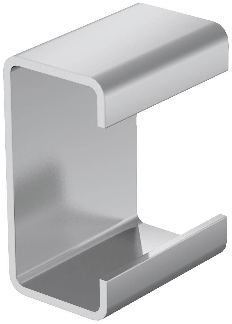 Équerre métallique en aluminium en forme de C, utilisée comme support ou élément de fixation dans diverses applications.