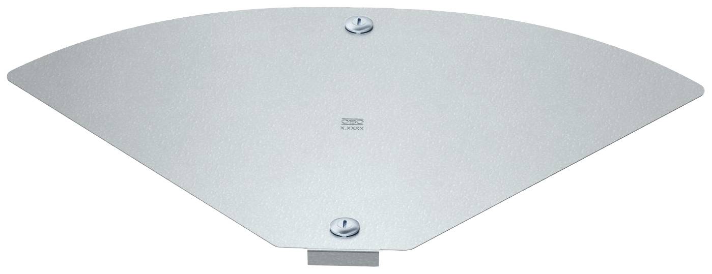 Disque métallique de forme semi-circulaire fixé par deux vis.