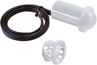 Détecteur de mouvement avec câble et support en plastique, adapté pour l'installation dans des systèmes de sécurité ou des éclairages automatiques.