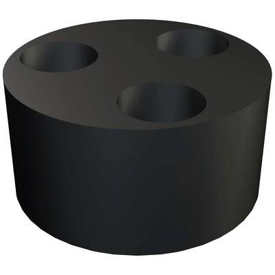 Un adaptateur noir cylindrique avec trois cavités circulaires sur sa surface supérieure.