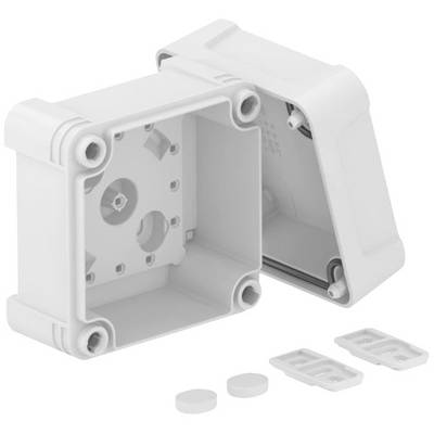 Boîte de dérivation blanche en plastique avec couvercle amovible, présentée dans un état ouvert. Adaptée pour les installations électriques.