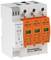 Dispositif de protection contre les surtensions 'V50 PV KombiController' avec trois modules marqués en orange, adapté aux installations photovoltaïques jusqu'à 600V DC.