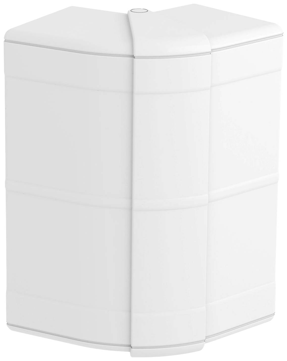 Réservoir d'eau blanc, hexagonal, à surface lisse et bords arrondis.