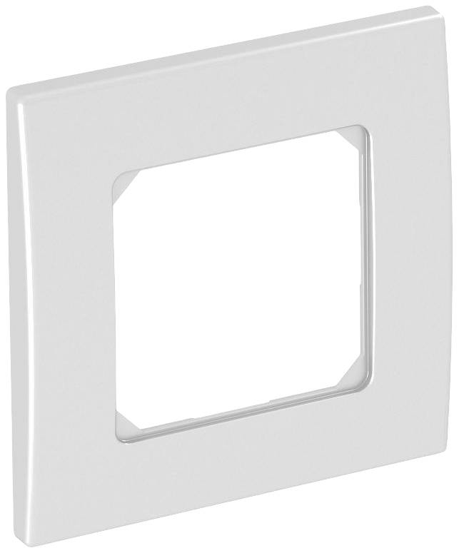 Plaque de couverture carrée blanche avec ouverture intérieure carrée, adaptée pour interrupteurs ou prises électriques.