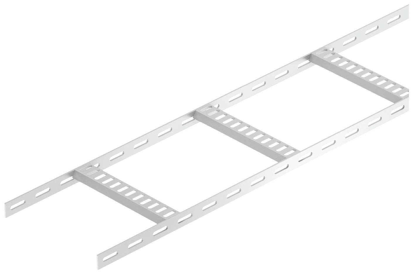 Système de support de câbles métallique avec rails latéraux perforés et connexions transversales pour un acheminement sécurisé des câbles dans les bâtiments.
