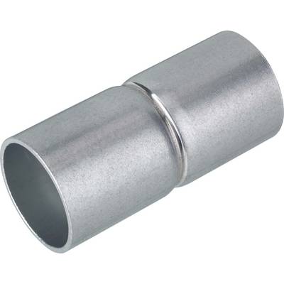 Connecteur de tube métallique à surface lisse, forme cylindrique, brillant argenté. Adapté pour les raccordements de tuyaux dans les constructions.
