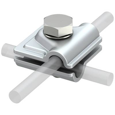 Connecteur de câble métallique avec une vis hexagonale croisée avec deux barres grises.