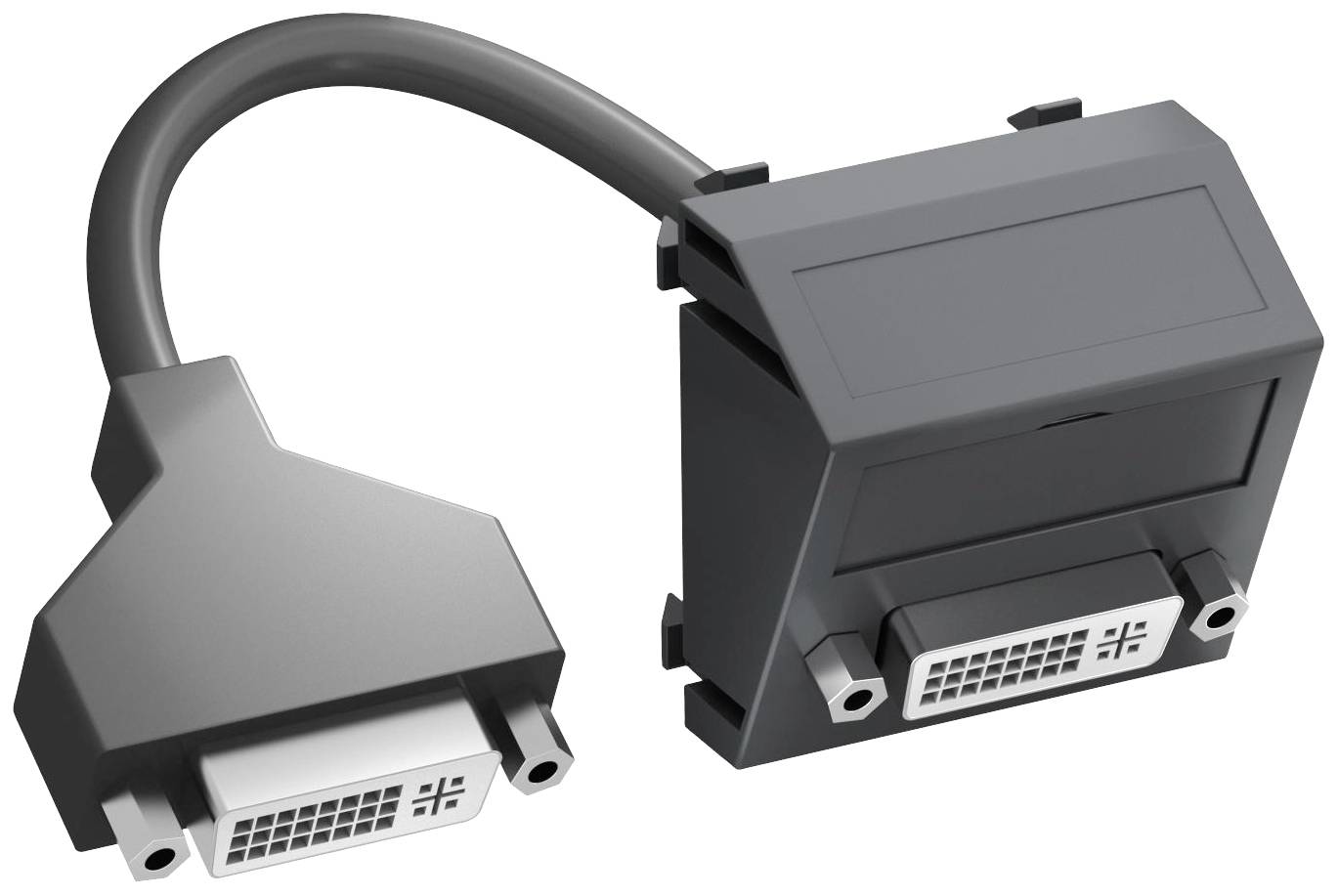 Câble DVI-D gris avec deux fiches pour connexions vidéo numériques.