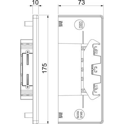 Dessin technique d'un appareil rectangulaire en orientation paysage, avec des dimensions de 175 mm de hauteur et 73 mm de largeur. Annotations : GKE 70710.