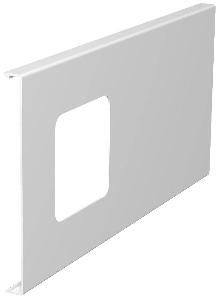 Plaque rectangulaire blanche en plastique avec une découpe rectangulaire au centre.