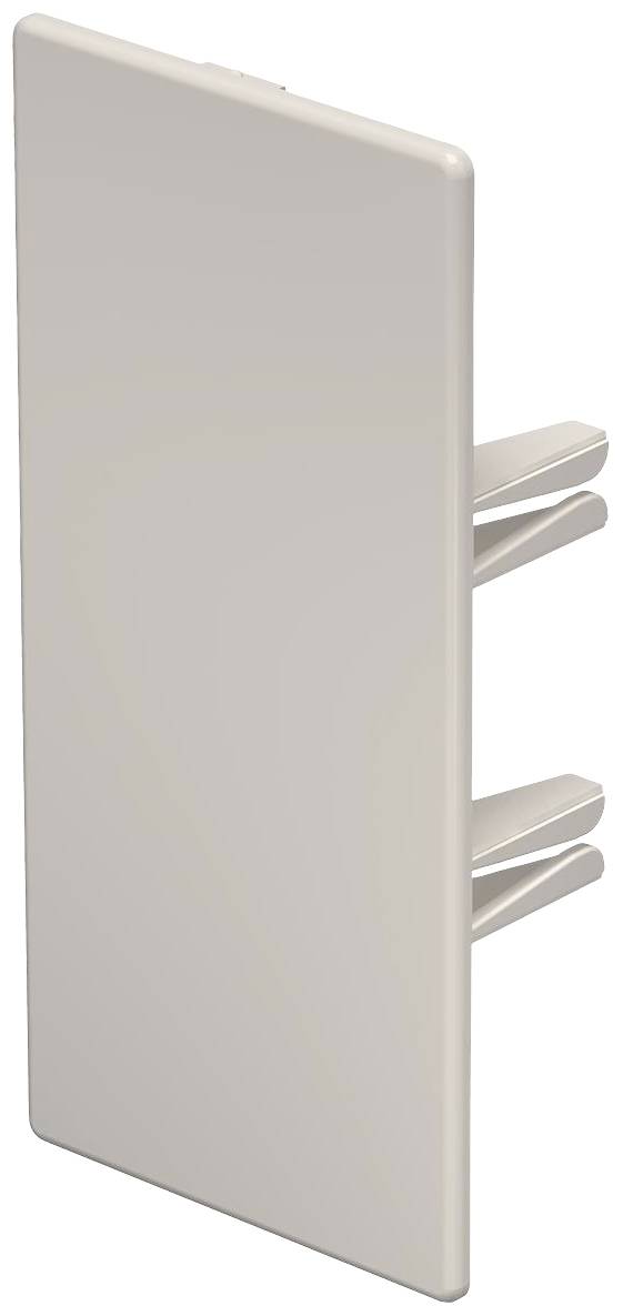 Une pièce rectangulaire en plastique beige avec trois supports latéraux, probablement un composant destiné à la fixation de meubles ou d'appareils.